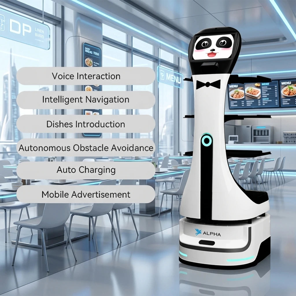 Alpha Robotics Panda Delivery Robot | AI Restaurant & Hotel Service Robot